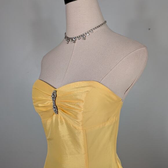 Vintage McClintock Prom Dress Maxi Ball Gown 4 Yellow Princess Belle 90s Fairy - Picture 2 of 12